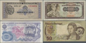 Alle Welt: Small collectors album with 57 banknotes comprising for example Russia - Siberia 50 Kopeks ND(1918), Yugoslavia 1000 Dinara 1963, 500.000 D...