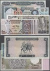 Alle Welt: Set 10 banknotes of arabic countries containing Qatar 5x 1 Riyal Partly consecutive, Saudi Arabia 20 Riyals, United Arab Emirates 2x 20 Dir...