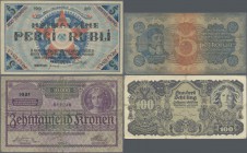 Alle Welt: Collectors album ”Deutsches Notgeld” with 150 banknotes and a lot of historical documents, comprising for example Riga City Government 5 Ru...