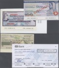 Alle Welt: Very interesting collection of 18 cheques and travellers cheques SPECIMEN including 50 Mark travellers cheque East Germany 1981, cheque of ...