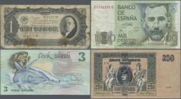 Alle Welt: Small lot with about 123 banknotes from all over the world including Russia - Rostov on Don 250 Rubles 1918, East Germany 5 Mark 1964, Cook...