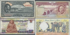 Africa: Collectors book with 117 Banknotes from Egypt, Algeria, Ethiopia and Angola comprising for example Algeria 10.000 Francs 1956, 50 Dinars 1964,...