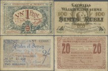 Europa: Very interesting lot with 39 banknotes Europe, comprising for example Monaco 1 Franc 1922 (F-), 2 x Latvia 100 Rubli 1919 (F), Jersey 2 Shilli...