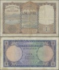 Middle East: Nice lot with 12 banknotes from Libya, Kuwait, Lebanon and Syria comprising for example National Bank of Libya 1 Pound L.1955 P.20 (F-), ...