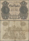 Deutschland - Altdeutsche Staaten: Königlich Sächsisches Cassen-Billet 1 Thaler 1855, PiRi A391, Umlaufnote ohne Entwertung, sehr schöne, farbfrische ...
