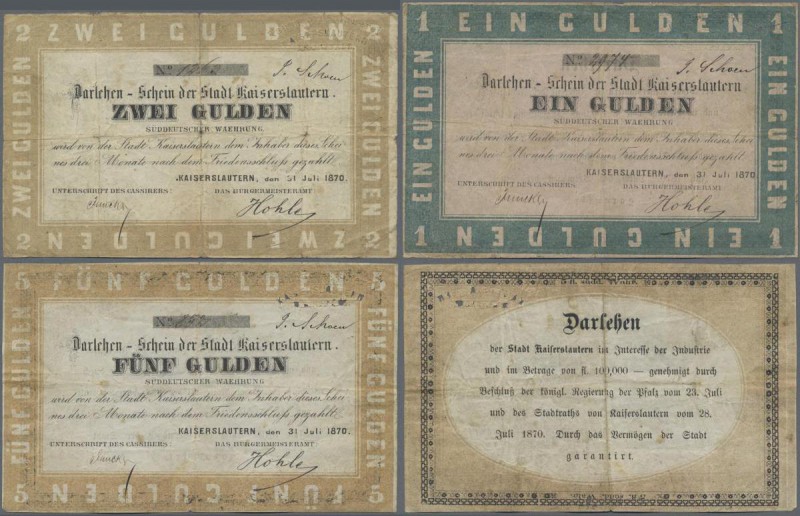 Deutschland - Altdeutsche Staaten: Stadt Kaiserslautern 1, 2 und 5 Gulden 1870, ...