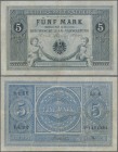 Deutschland - Deutsches Reich bis 1945: Reichskassenschein zu 5 Mark vom 11. Juli 1874, Ro.1, die erste auf ”Mark” lautende Ausgabe nach dem Reichsban...