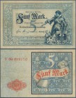 Deutschland - Deutsches Reich bis 1945: 5 Mark 1882, Ro.6 in hübscher gebrauchter Erhaltung mit kleinen reparierten Stellen am oberen Rand und in der ...
