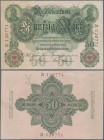 Deutschland - Deutsches Reich bis 1945: 50 Mark 1906 Ro 25a mit zwei Mittelfalten in Erhaltung VF+ bis XF-.
 [taxed under margin system]