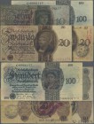 Deutschland - Deutsches Reich bis 1945: Zeitgenössische Fälschungen der 10, 2 x 20 und 100 Reichsmark 1924 (Holbein-Serie, vgl. Ro.168, 169, 171), tei...