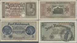 Deutschland - Deutsches Reich bis 1945: Kleines Lot mit 10 belgischen Abstempelungen auf 50 Reichspfennig, 1, 2, 5 und 20 Reichsmark, dabei verschiede...