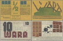 Deutschland - Deutsches Reich bis 1945: Ulmer Wära, set mit 1/2, 2 x 1, 2, 5 und 10 Wära 1931, teils mit Klebemarken in leicht gebrauchter Erhaltung. ...