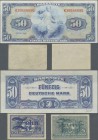 Deutschland - Bank Deutscher Länder + Bundesrepublik Deutschland: Sehr interessantes Lot mit 3 Banknoten jeweils mit Fehldruck, 50 DM 1948 Ro.242 Druc...