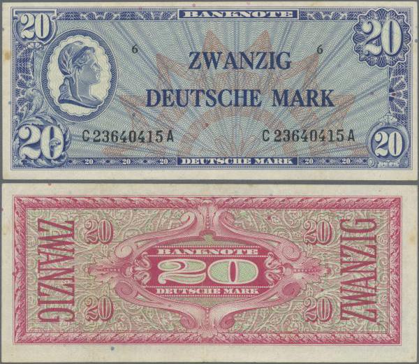 Deutschland - Bank Deutscher Länder + Bundesrepublik Deutschland: 20 DM 1948 ”Li...