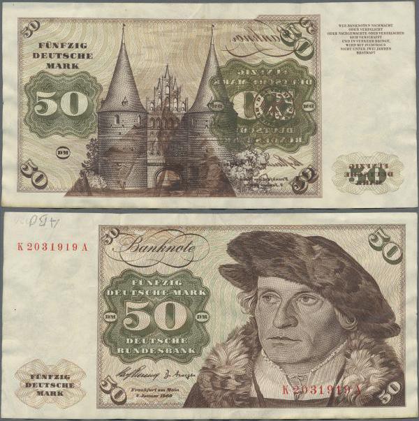 Deutschland - Bank Deutscher Länder + Bundesrepublik Deutschland: 50 DM 1960, Ro...