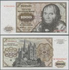 Deutschland - Bank Deutscher Länder + Bundesrepublik Deutschland: 1000 DM 1960, Serie ”W/B”, Ro.268a (P.24a) in kassenfrischer Erhaltung: UNC
 [taxed...