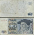 Deutschland - Bank Deutscher Länder + Bundesrepublik Deutschland: 100 DM 1970 Ro.273a, Druckbild der Rückseite fehlt komplett, nut der Strafsatz und d...