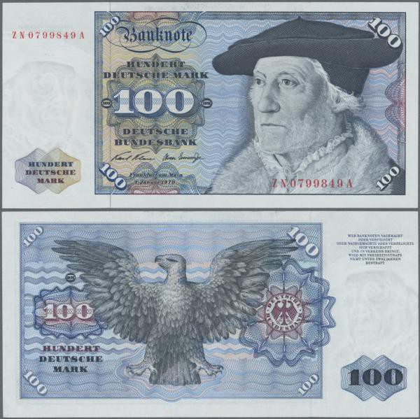 Deutschland - Bank Deutscher Länder + Bundesrepublik Deutschland: 100 DM 1970 Er...