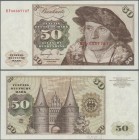 Deutschland - Bank Deutscher Länder + Bundesrepublik Deutschland: 50 DM 1977, Ro.277a Fehldruck, Seriennummer rechts ist in die Mitte der Note verscho...