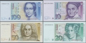 Deutschland - Bank Deutscher Länder + Bundesrepublik Deutschland: Lot mit 6 Banknoten 10 DM 1989, 2x 20 DM 1991, 2x 50 DM 1989 und 100 DM 1989, Ro.292...