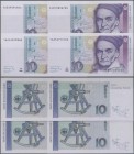 Deutschland - Bank Deutscher Länder + Bundesrepublik Deutschland: Set mit 4 Banknoten 10 DM 1991 Ersatznote Serie ”YA/G”, Ro.297b, alle in kassenfrisc...