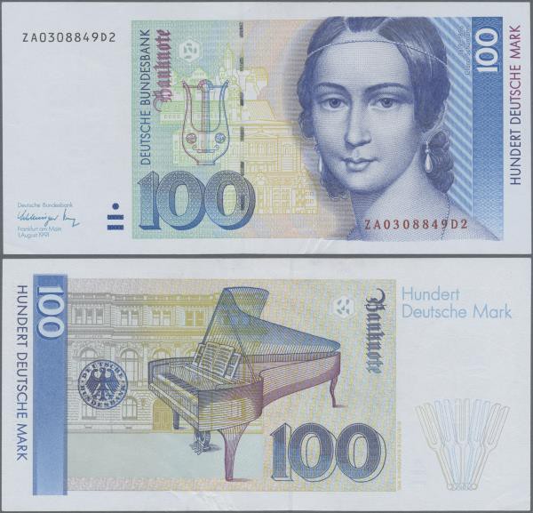 Deutschland - Bank Deutscher Länder + Bundesrepublik Deutschland: 100 DM 1991 Er...