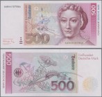 Deutschland - Bank Deutscher Länder + Bundesrepublik Deutschland: 500 DM 1991, Ro.301a (P.43a) in kassenfrischer Erhaltung: UNC
 [taxed under margin ...