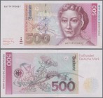 Deutschland - Bank Deutscher Länder + Bundesrepublik Deutschland: 500 DM 1991, Serie ”AD/D”, Ro.301a (P.43a), minimale waagerechte Falte, sonst perfek...