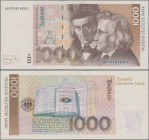 Deutschland - Bank Deutscher Länder + Bundesrepublik Deutschland: 1000 DM 1991 Serie ”AD/D”, Ro.302a in kassenfrischer Erhaltung: UNC
 [taxed under m...