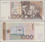 Deutschland - Bank Deutscher Länder + Bundesrepublik Deutschland: 1000 DM 1991 Ersatznote Serie ”YA/A”, Ro.302b, keine scharfen Knicke, dafür aber meh...