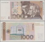 Deutschland - Bank Deutscher Länder + Bundesrepublik Deutschland: 1000 DM 1991, Ersatznote Serie ”YA/A”, Ro.302b in kassenfrischer Erhaltung: UNC
 [t...