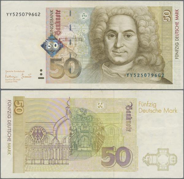 Deutschland - Bank Deutscher Länder + Bundesrepublik Deutschland: 50 DM 1996 Ers...