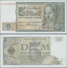 Deutschland - Bank Deutscher Länder + Bundesrepublik Deutschland: 5 DM 1963 Ersatzserie BBk II für Westberlin, Ro.ex313 in kassenfrischer Erhaltung: U...