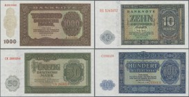 Deutschland - DDR: Deutsche Notenbank 1948 mit 5, 10, 20, 50, 100 und 1000 Mark, Ro.342-347 in kassenfrischer Erhaltung: UNC (6 Werte) ÷ Deutsche Note...