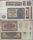 Deutschland - DDR: Mustersatz der Notenbank 1955 von 5 bis 100 Mark, dabei 5, 2 x 10, 20, 50 und 100 Mark, jeweils mit rotem Aufdruck und Perforation ...