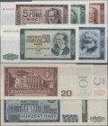 Deutschland - DDR: Banknotensatz 1964 mit 5, 10, 20, 50 und 100 Mark, Ro.354a - 358a, alle in kassenfrischer Erhaltung. (5 Werte) ÷ Set with 5 Banknot...