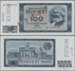 Deutschland - DDR: 100 Mark 1964 mit Perforation und rotem Überdruck ”MUSTER” und zusätzlicher aufgestempelter 5-stelliger KN ”00073” am linken Rand, ...