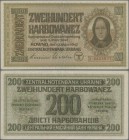 Deutschland - Nebengebiete Deutsches Reich: Zentralnotenbank Ukraine 200 Karbowanez 1942, Ro.598b, nahezu kassenfrische Erhaltung mit kleinen Papierst...
