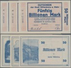 Deutschland - Notgeld - Bayern: Miltenberg, Stadt, 50 Billionen Mark, 22.9.1923, Reihen A, B, C, kassenfrisch, total 3 Scheine
 [taxed under margin s...