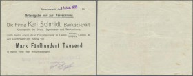Deutschland - Notgeld - Bayern: Weissenstadt, Vereinigte Fichtelgebirgs-Granit-, Syenit- u. Marmor-Werke A.-G. Werke Weissenstadt, 500 Tsd. Mark, 31.8...