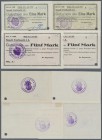 Deutschland - Notgeld - Elsass-Lothringen: Forbach, Lothringen, Bürgermeister der Stadt, 1 Mark, Faksimile-Unterschrift blau bzw. violett, 5 Mark, mit...