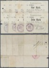 Deutschland - Notgeld - Elsass-Lothringen: Hirsingen, Oberelsass, Gemeinde, 1, 2, 4, 5, 10 Mark, September 1914, fünf Stück unentwertet und vier Stück...