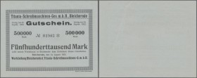 Deutschland - Notgeld - Sachsen-Anhalt: Bleicherode, Titania-Schreibmaschinen-Ges. m.b.H., 500 Tsd. Mark, 14.8.1923, Erh. I - II
 [taxed under margin...