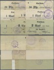 Deutschland - Notgeld - Ehemalige Ostgebiete: Krotoschin, Posen, Magistrat, 50 Pf. (2, unentwertet und entwertet), 1 Mark (3, 2 x mit Stempel und Usch...