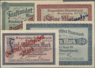 Deutschland - Länderscheine: Großes Lot mit 37 Banknoten der Bayerischen Staatsbank von 1 Million Mark bis 100 Milliarden Mark Überdruck auf 5 Milliar...