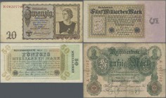 Deutschland - Sonstige: Ein Sammelalbum und ein Leitz-Ordner mit zusammen 260 Banknoten vom Kaiserreich bis zur Alliierten Militärbehörde, ohne große ...