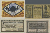 Deutschland - Notgeld: Karton mit vier Alben, enthaltend ca. 1460 Geldscheine. Neben ungefähr 1200 deutschen Notgeldscheinen (überwiegend Kleingeld un...