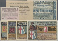 Deutschland - Notgeld: Goldgeld 1923, kleine Zusammenstellung von 43 nicht nur alltäglichen Goldgeldscheinen, dabei Berlin Elektrowerke, Satz Böhringe...