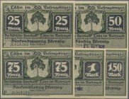 Deutschland - Notgeld - Ehemalige Ostgebiete: Lähn, Schlesien, Städtische Sparkasse, je 5 x 25, 50, 75 Pf., 1, 1.50 Mark. o. D., Bild ”Baum”, Grund gr...
