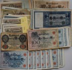 Deutschland: Ein nettes Lot mit über 150 Banknoten, dabei auch ein paar Bankfrische mit fortlaufender Nummer. Überwiegend Reichsbanknoten und bisschen...